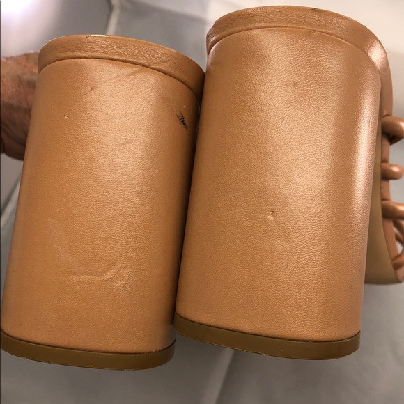 Nine West Cognac Multi-Strap Square-Toe Slide Heels - Picture 3 of 5